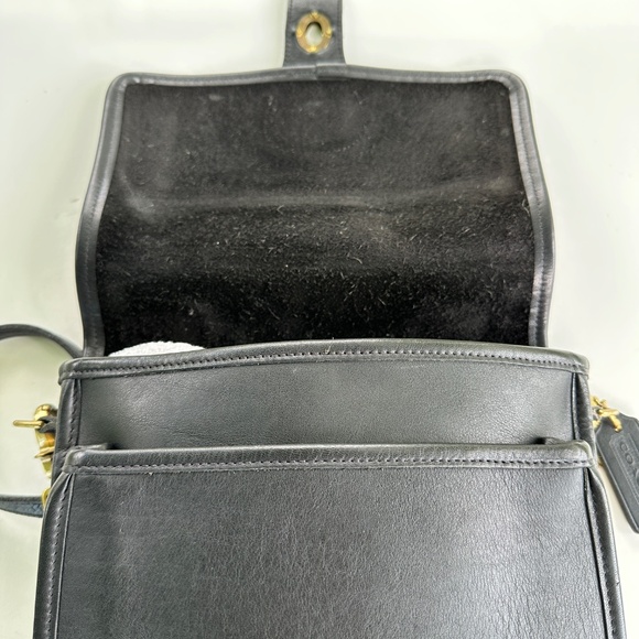 Vintage Coach 5130 Black Leather Station Satchel Crossbody Bag Brass Hardware - Picture 13 of 16